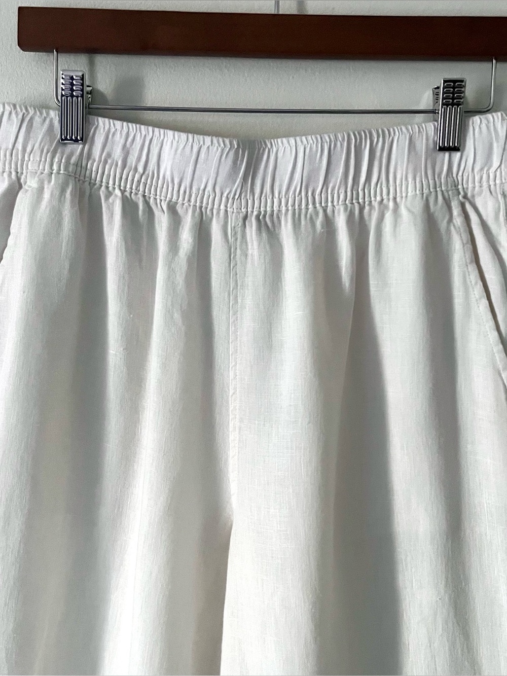 Tahari 100% Women’s Linen White Pull On Wide Leg Pants Pastel Watercolor Scene M - Picture 5 of 10